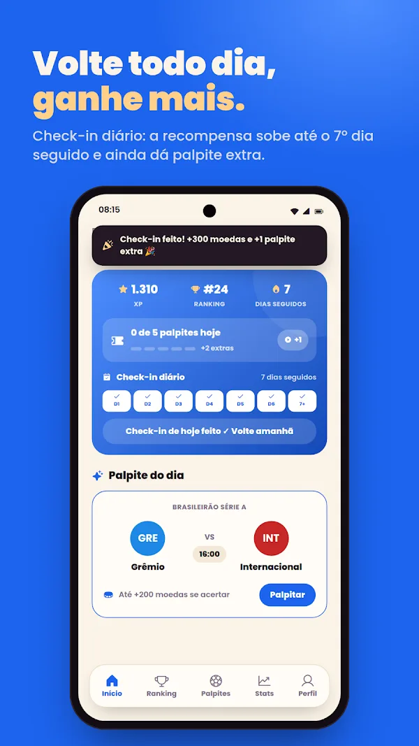 Cravou: check-in diário