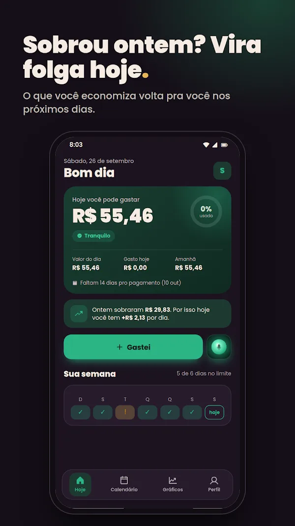 Sobrou: outra tela do app